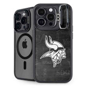 NFL Minnesota Vikings Black & White iPhone 14 Pro Kickstand Case