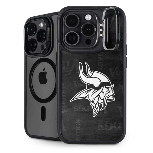 NFL Minnesota Vikings Black & White iPhone 14 Pro Kickstand Case