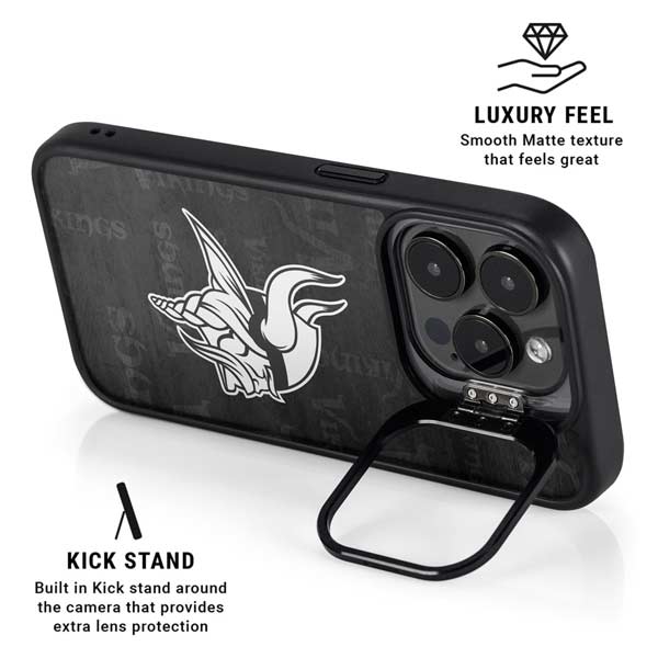 NFL Minnesota Vikings Black & White iPhone 14 Pro Kickstand Case