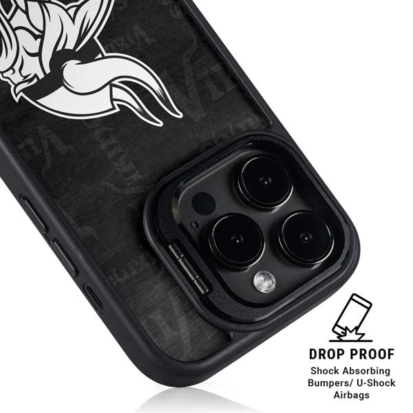 NFL Minnesota Vikings Black & White iPhone 14 Pro Kickstand Case