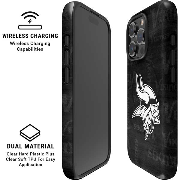NFL Minnesota Vikings Black & White iPhone 16 Pro Max Magsafe Impact Case