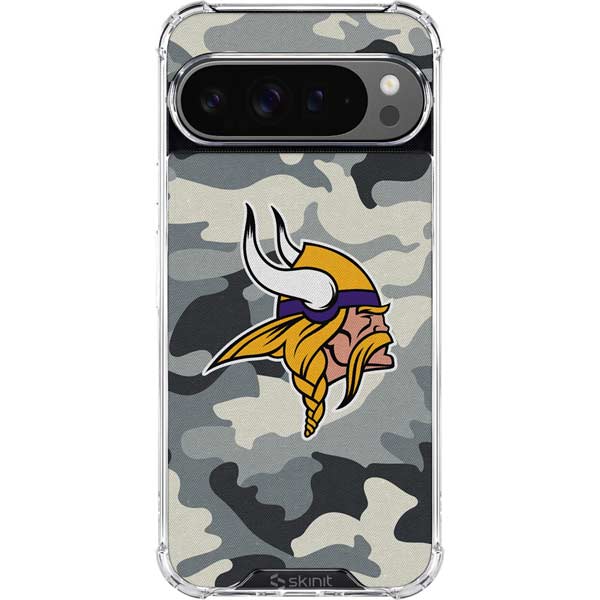 NFL Minnesota Vikings Camo Google Pixel 10 Pro Clear Case