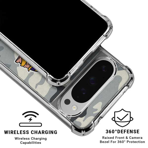 NFL Minnesota Vikings Camo Google Pixel 10 Pro Clear Case