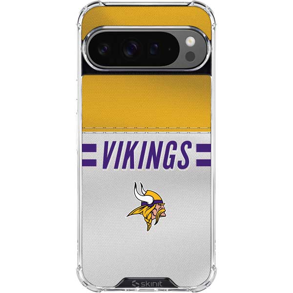 NFL Minnesota Vikings White Striped Google Pixel 10 Pro Clear Case