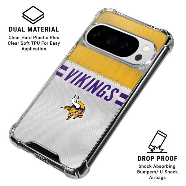 NFL Minnesota Vikings White Striped Google Pixel 10 Pro Clear Case