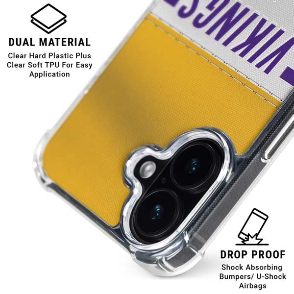 NFL Minnesota Vikings White Striped iPhone 17 Clear Case