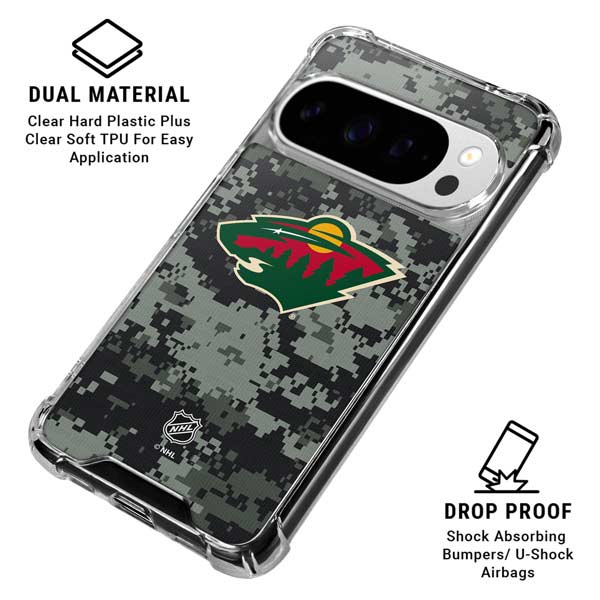 NHL Minnesota Wild Camo Google Pixel 10 Pro XL Clear Case