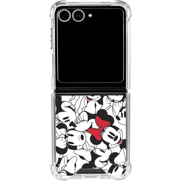 Disney Minnie Mouse Red Color Pop Face Pattern Galaxy Z Flip7 Clear Case
