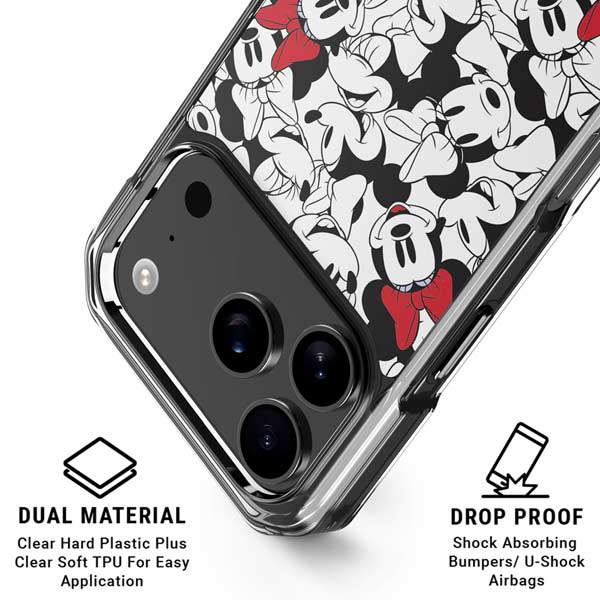 Disney Minnie Mouse Red Color Pop Face Pattern iPhone 17 Pro Clear Case