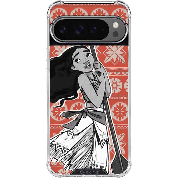 Disney Princess Moana Character Tropical Print Art Google Pixel 10 Pro Clear Case