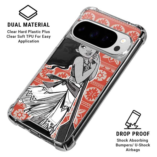 Disney Princess Moana Character Tropical Print Art Google Pixel 10 Pro Clear Case