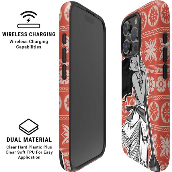 Disney Princess Moana Character Tropical Print Art iPhone 16 Pro Magsafe Impact Case