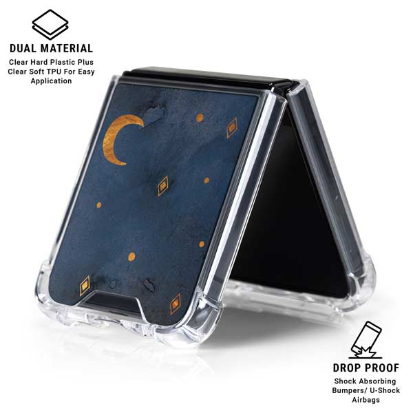 Moon and Stars Galaxy Z Flip7 Clear Case