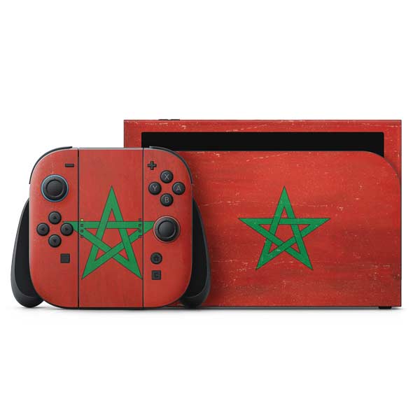 Morocco Flag Distressed Nintendo Switch 2 (2025) with Joy-Con Skin