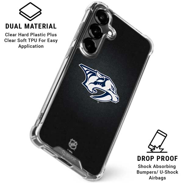 NHL Nashville Predators Black Background Galaxy S26 Clear Case