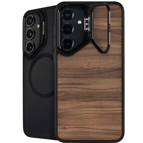 Natural Walnut Wood Galaxy S26 Plus Kickstand Case
