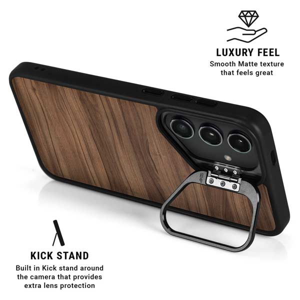 Natural Walnut Wood Galaxy S26 Plus Kickstand Case