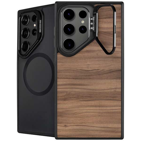 Natural Walnut Wood Galaxy S26 Ultra Kickstand Case