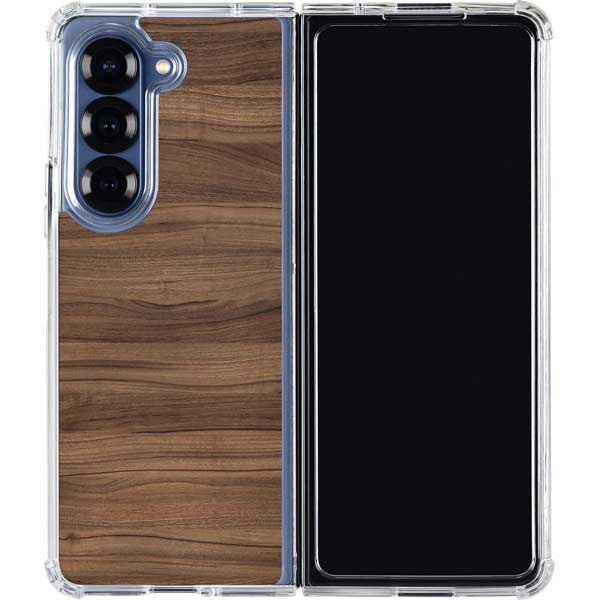 Natural Walnut Wood Galaxy Z Fold7 Clear Case
