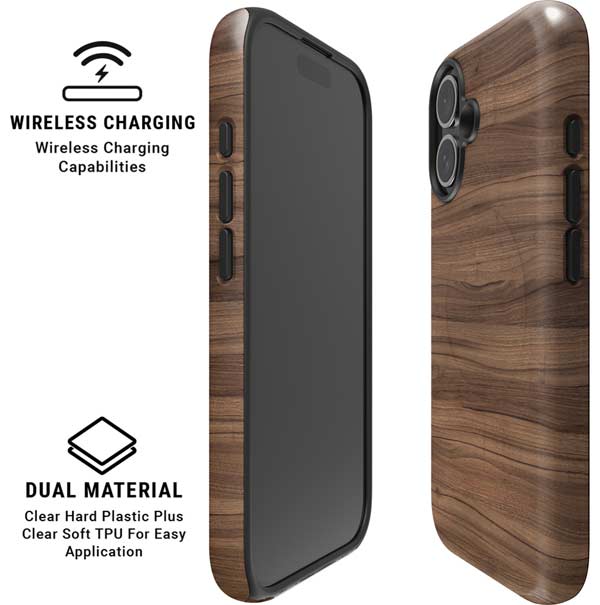 Natural Walnut Wood iPhone 16 Magsafe Impact Case