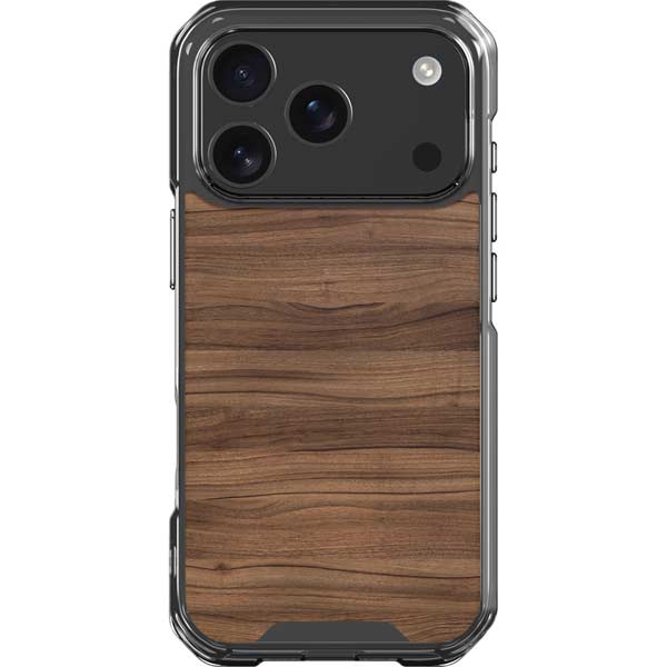 Natural Walnut Wood iPhone 17 Pro Clear Case