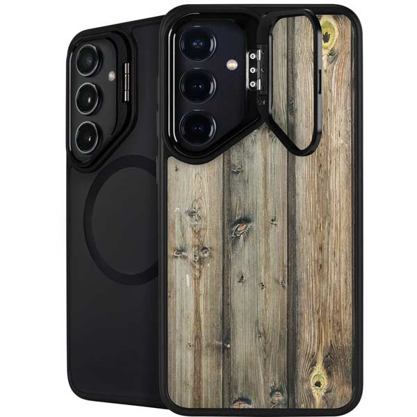 Natural Weathered Wood Galaxy S26 Kickstand Case