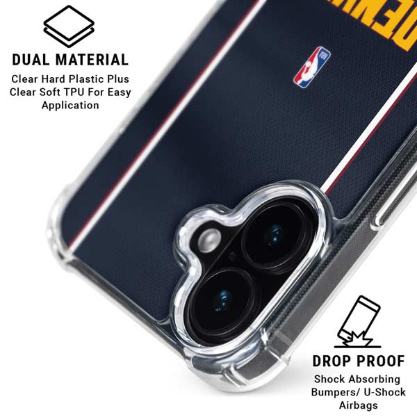NBA Denver Nuggets Jersey iPhone 16 Plus Clear Case