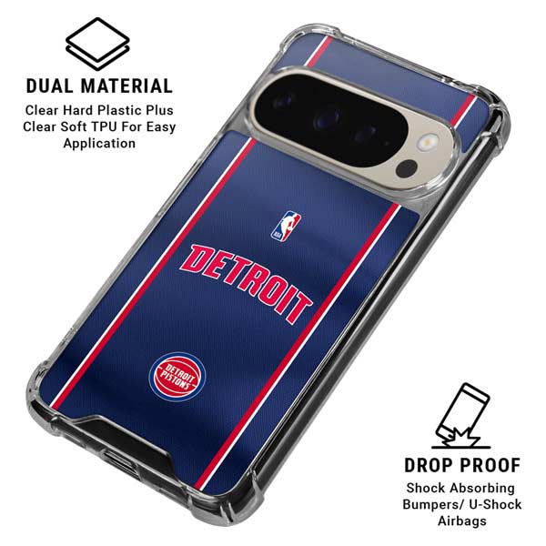 NBA Detroit Pistons Jersey Google Pixel 9/9 Pro Clear Case