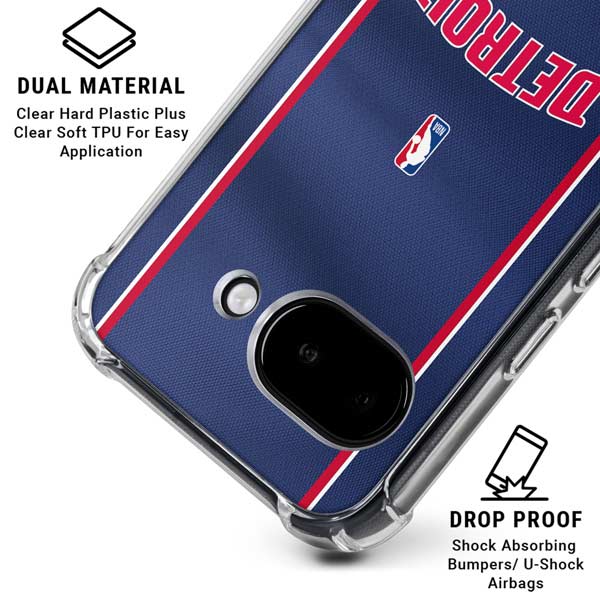 NBA Detroit Pistons Jersey Google Pixel 9a Clear Case