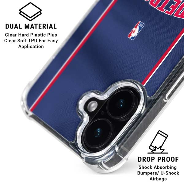 NBA Detroit Pistons Jersey iPhone 16 Clear Case