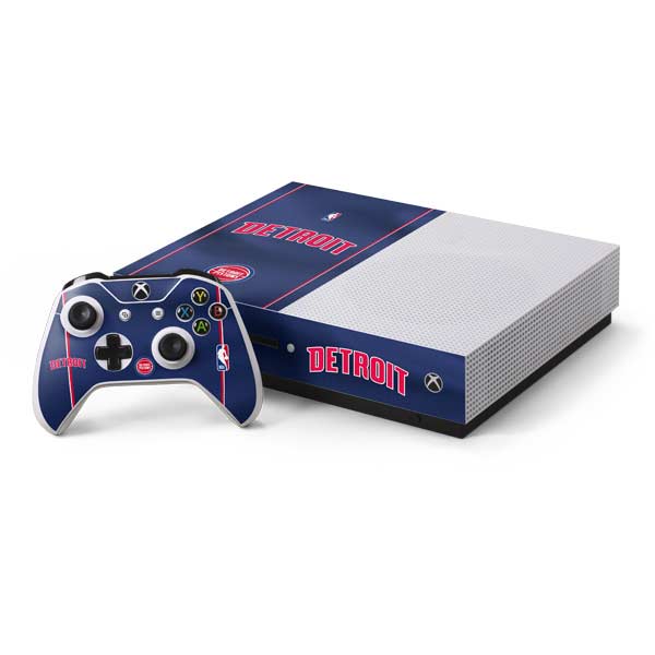 NBA Detroit Pistons Jersey Xbox One S Console and Controller Bundle Skin