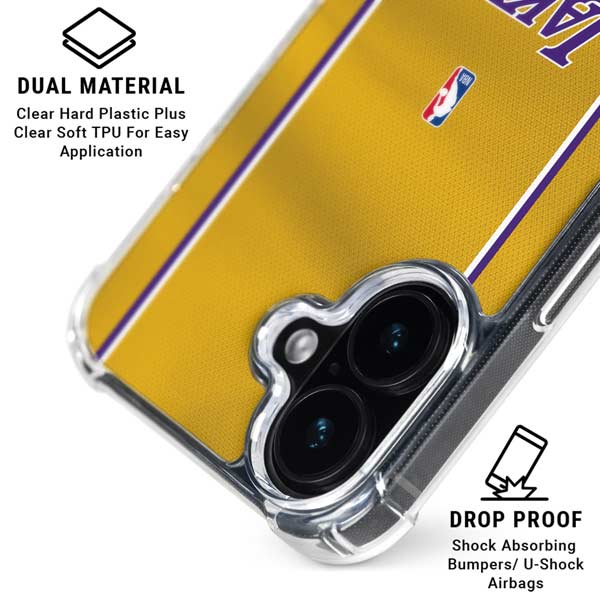 NBA Los Angeles Lakers Jersey iPhone 16 Plus Clear Case