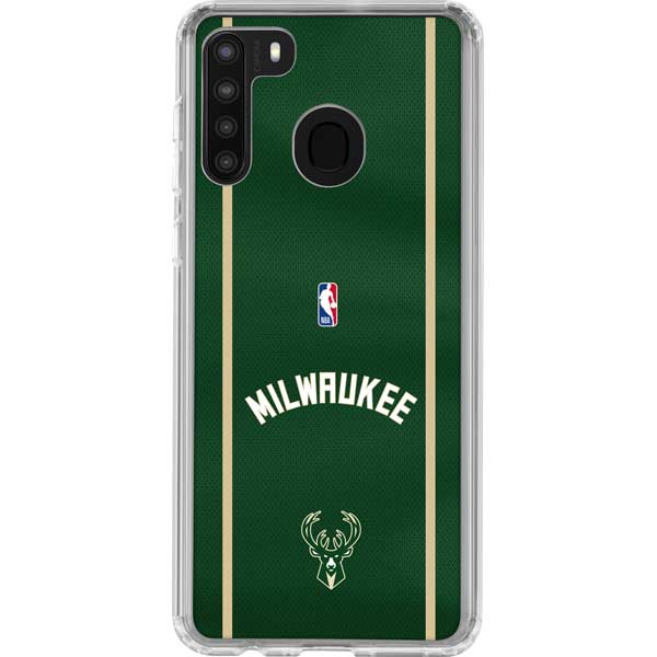 NBA Milwaukee Bucks Jersey Galaxy A21 Clear Case