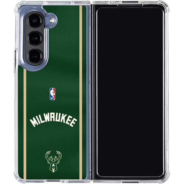 NBA Milwaukee Bucks Jersey Galaxy Z Fold5 5G Clear Case