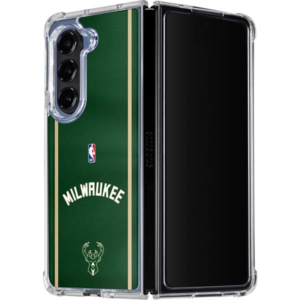 NBA Milwaukee Bucks Jersey Galaxy Z Fold5 5G Clear Case