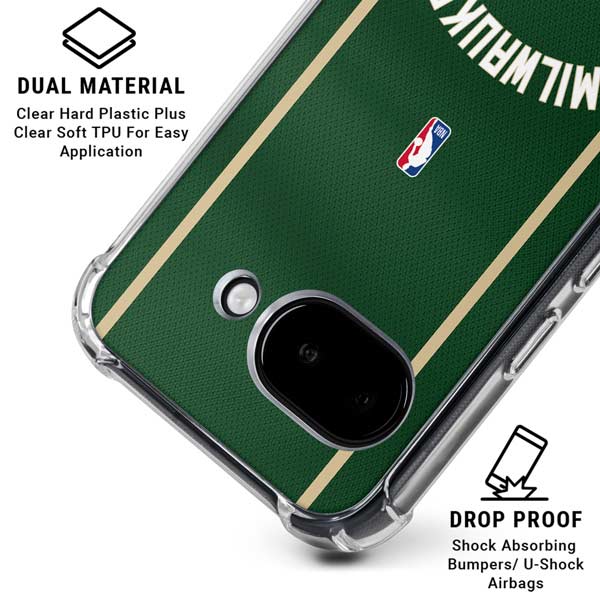 NBA Milwaukee Bucks Jersey Google Pixel 9a Clear Case