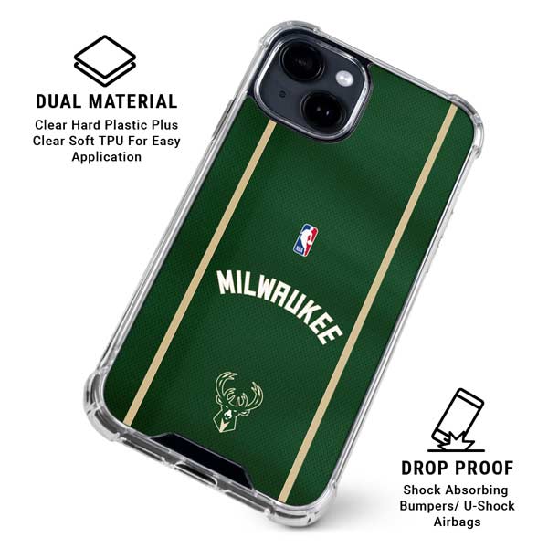 NBA Milwaukee Bucks Jersey iPhone 15 Plus Clear Case