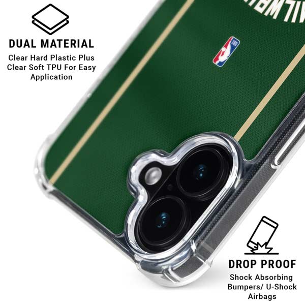 NBA Milwaukee Bucks Jersey iPhone 16 Plus Clear Case