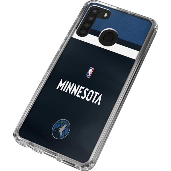 NBA Minnesota Timberwolves Jersey Galaxy A21 Clear Case
