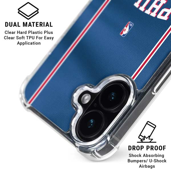 NBA Philadelphia 76ers Jersey iPhone 16 Plus Clear Case