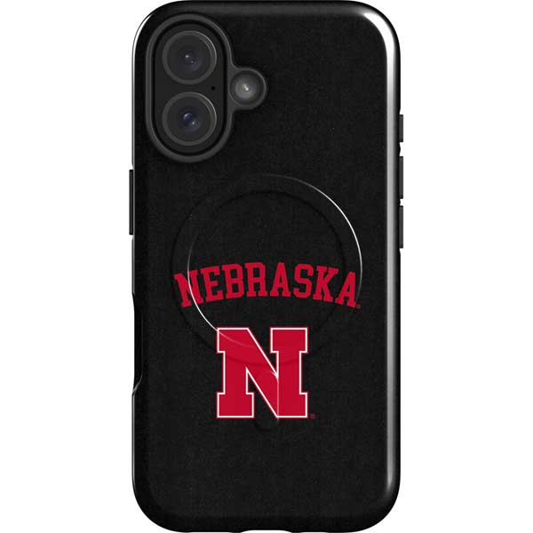 University of Nebraska Collegiate Text Black iPhone 16 Magsafe Impact Case