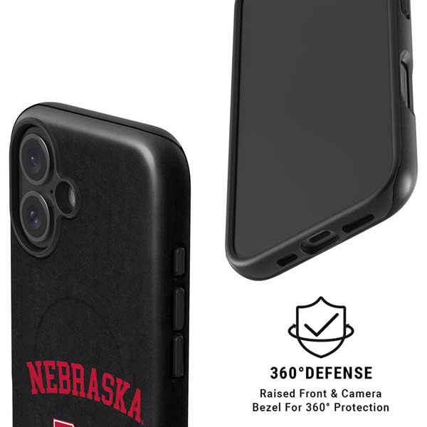 University of Nebraska Collegiate Text Black iPhone 16 Magsafe Impact Case