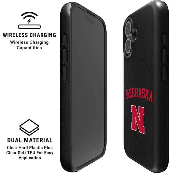University of Nebraska Collegiate Text Black iPhone 16 Magsafe Impact Case