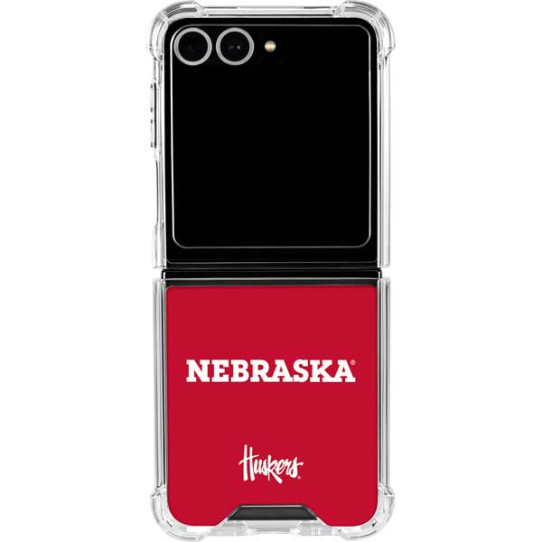 University of Nebraska Red Galaxy Z Flip7 Clear Case