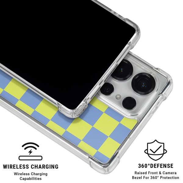 Neon Checkered Galaxy S25 Ultra Clear Case