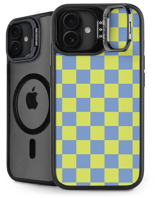 Neon Checkered iPhone 16 Kickstand Case