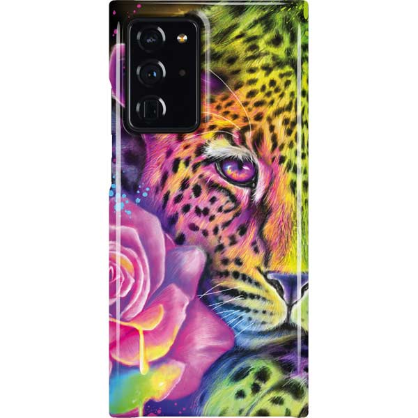 Neon Rainbow Cheetah with Rose by Sheena Pike Galaxy Cases