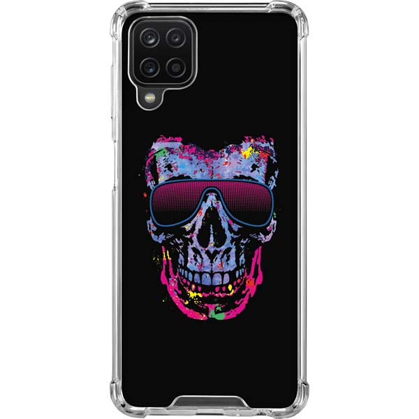 Liquid Blue Neon Skull with Glasses Galaxy Cases