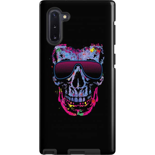 Liquid Blue Neon Skull with Glasses Galaxy Cases