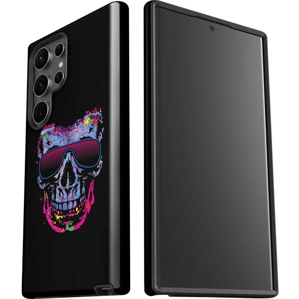 Liquid Blue Neon Skull with Glasses Galaxy S23 Ultra Pro Case